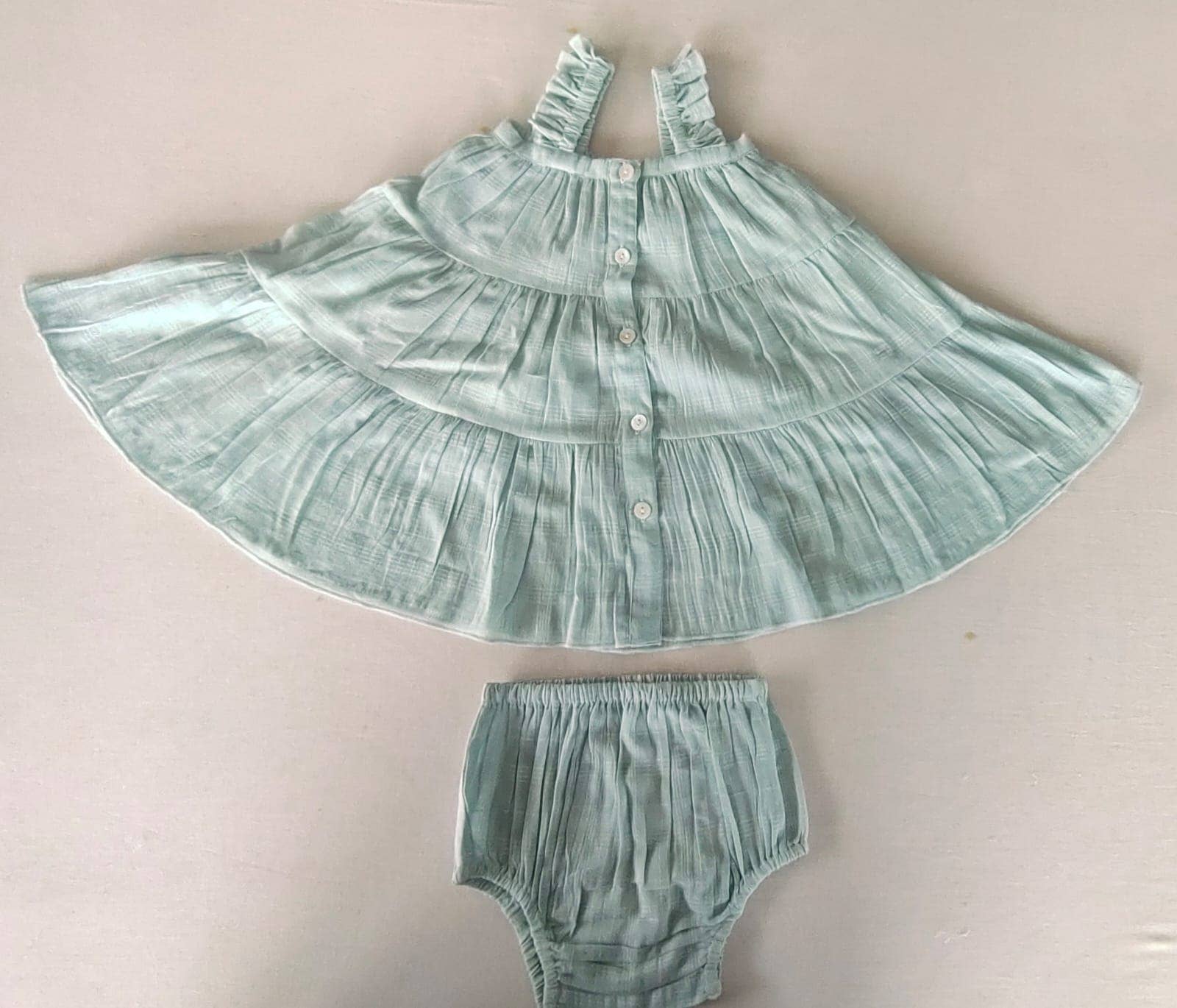 Yo Baby - Vente Robe – enfant - Robe volantée à plusieurs niveaux à carreaux texturés bleus2