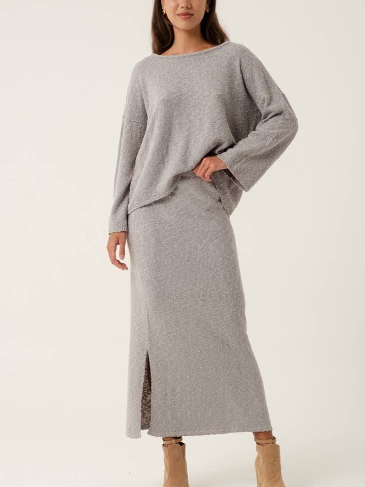 Melani Steel Maxi Knit Skirt for wholesale by AMIRA Collective