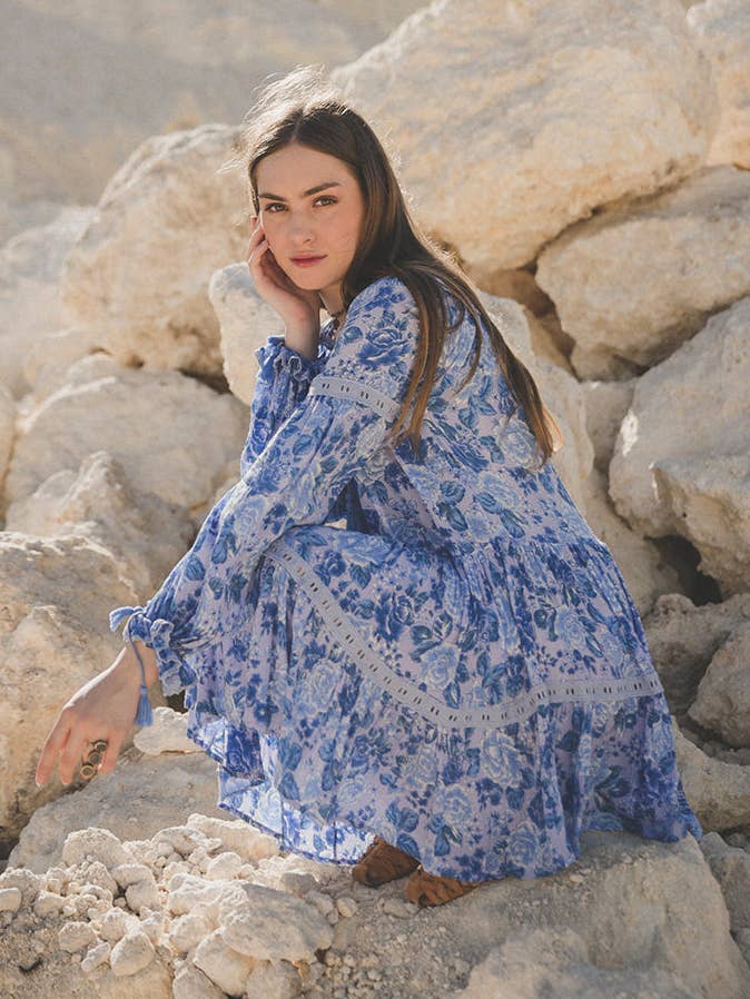 Robe d'été Calla - Bleu Ibiza pour la vente par Tulle and Batiste