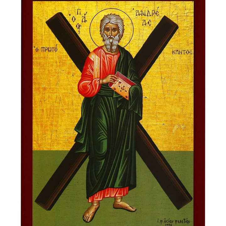 Saint Andrew icon the Apostle, Handmade Greek Orthodox icon of St Andrew, Byzantine wood plaque for wholesale by TheHolyArt