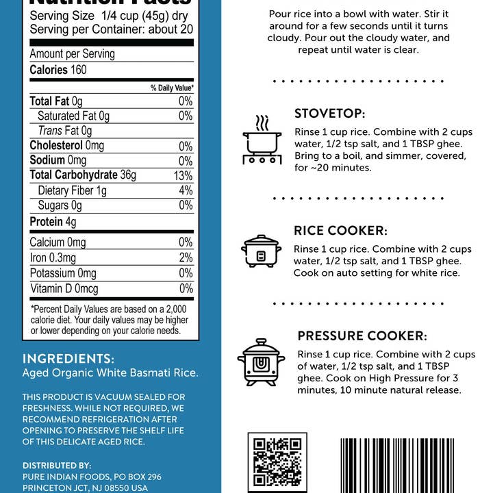 Pure Indian Foods - Wholesale Rice - Himalayan Basmati Rice Aged 2 Years, Certified Organic - 2 l