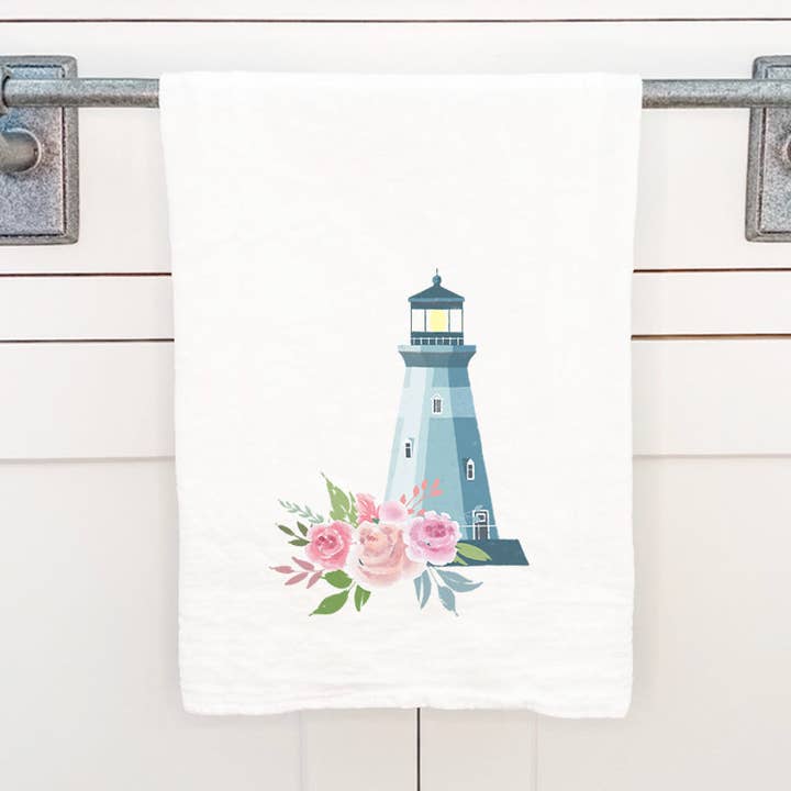 Floral Lighthouse - Geschirrtuch aus Baumwolle für den Großhandel von Cottage Shore