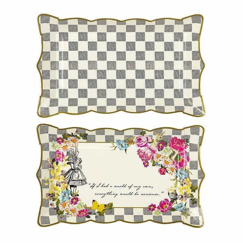 Talking Tables USA - Wholesale Serving Tray - Alice in Wonderland Paper Food Platter - 4 Pack | Tea |4