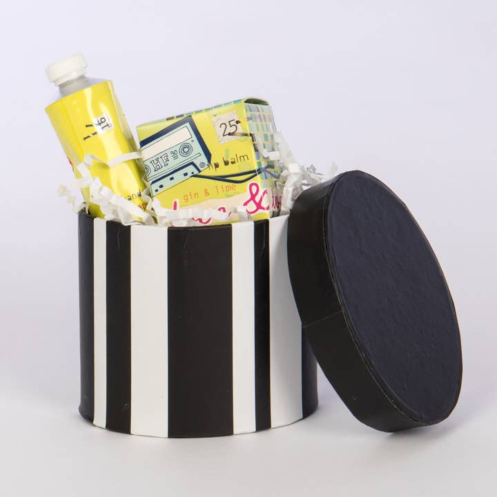 Willow Group - Wholesale Hat Box - Sm Oval Blk & Wht Stripe PPB Hat Box for Gift or Craft1