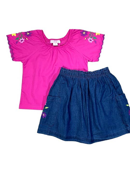 Conjunto de falda bordada 2-4 para venta al por mayor de Unik