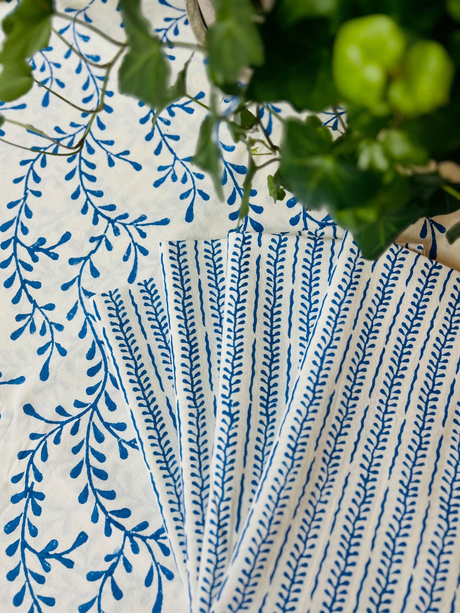 Christina Dickson Home - Wholesale Tablecloth - Winding Vines Tablecloth in Egyptian Blue0