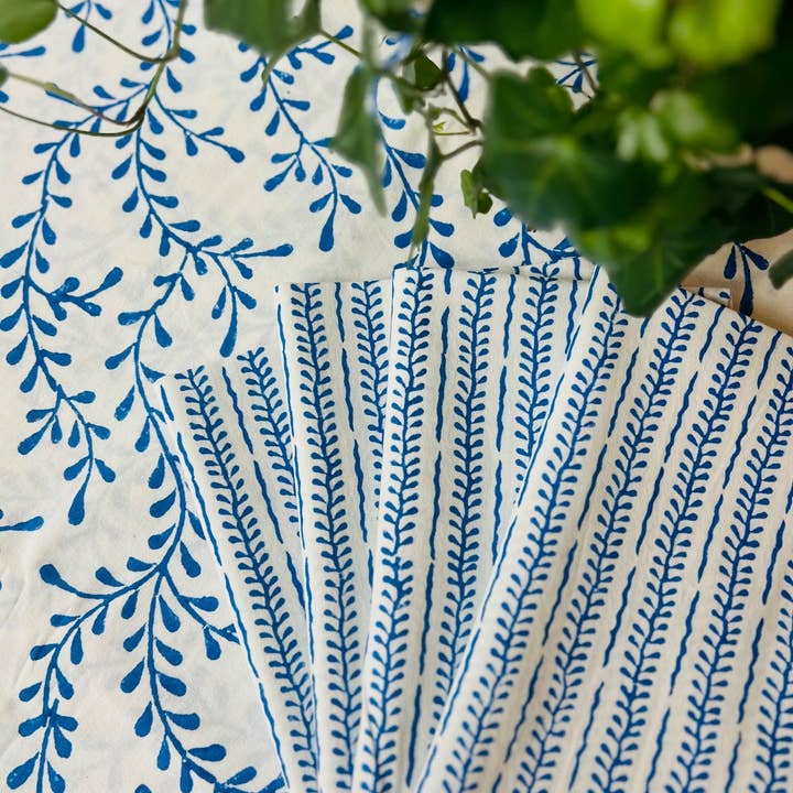 Christina Dickson Home - Wholesale Tablecloth - Winding Vines Tablecloth in Egyptian Blue