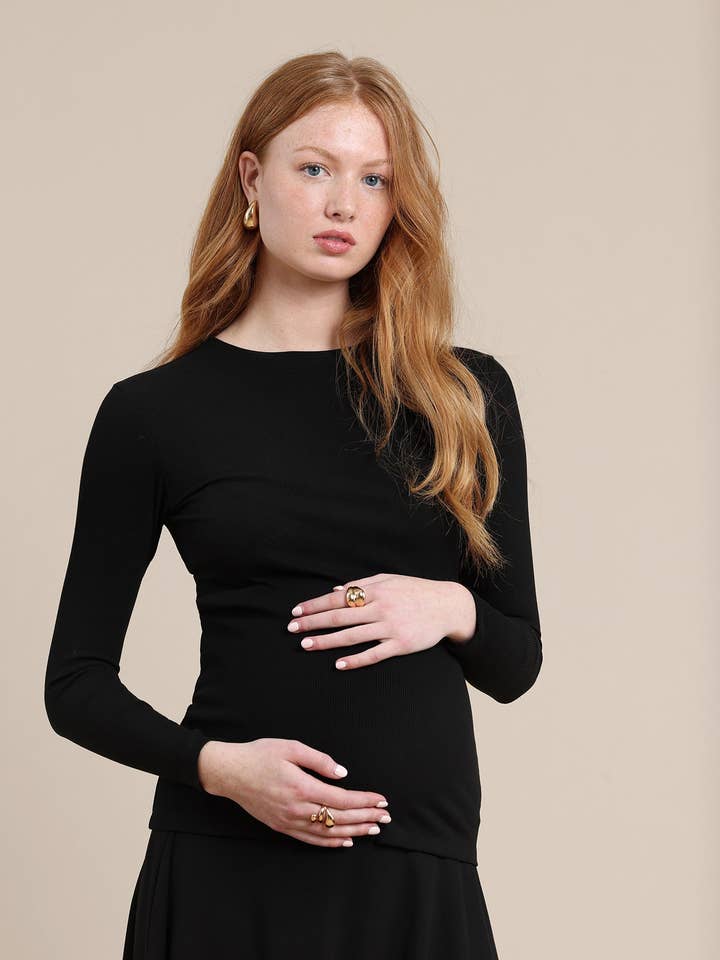 Hazel Maternity Tee in Black for wholesale by Apparalel