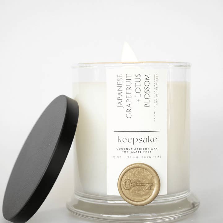 Keepsake Candle | Curated - Wholesale Jar/Filled Candle - 9 oz. Luxury Candle - Japanese Grapefruit + Lotus Blossom