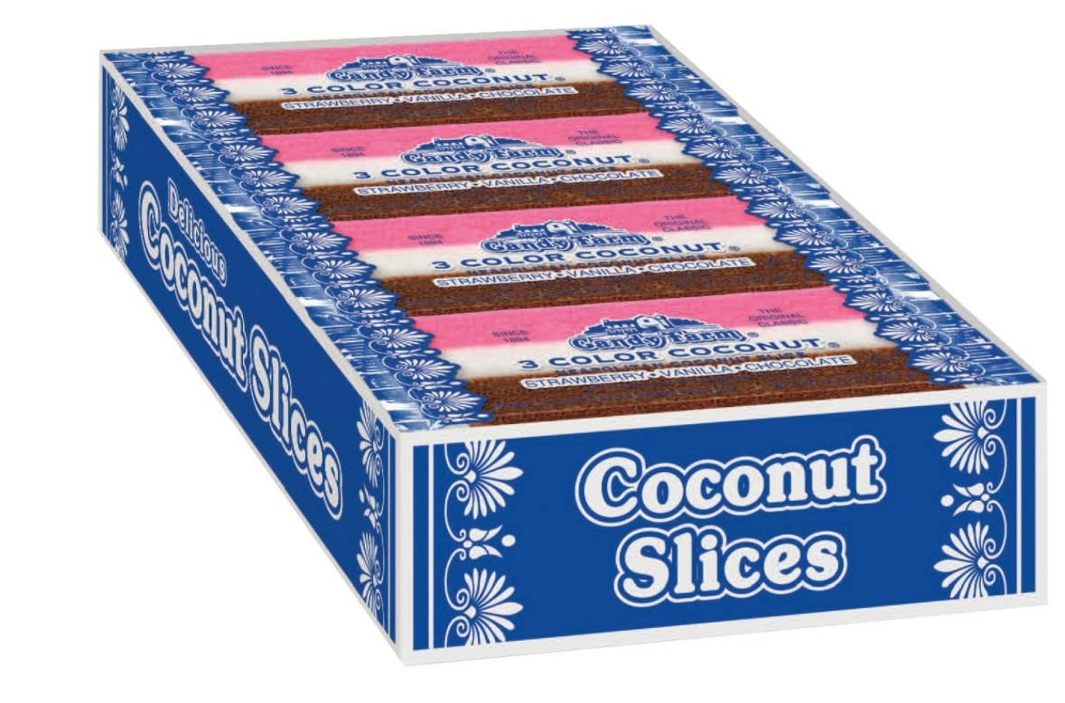 O'Shea's Candies Sweet Shop - Wholesale Chocolate Covered Sweets - Nostalgic 1894 Original Candy Farm Coconut 🥥Slices 24ct Box3