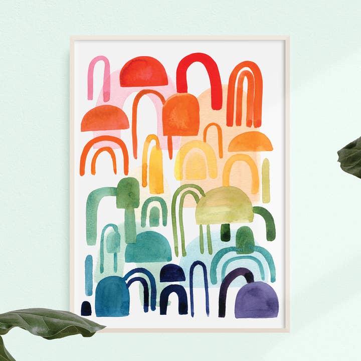 Impressão artística de arcos de arco-íris em aquarela por atacado de The Scribblist
