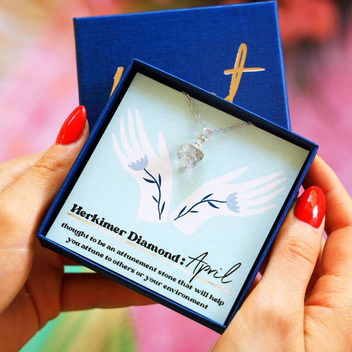 Collier Herkimer en diamant April Birthstone pour la vente par Lucent Studios Ltd