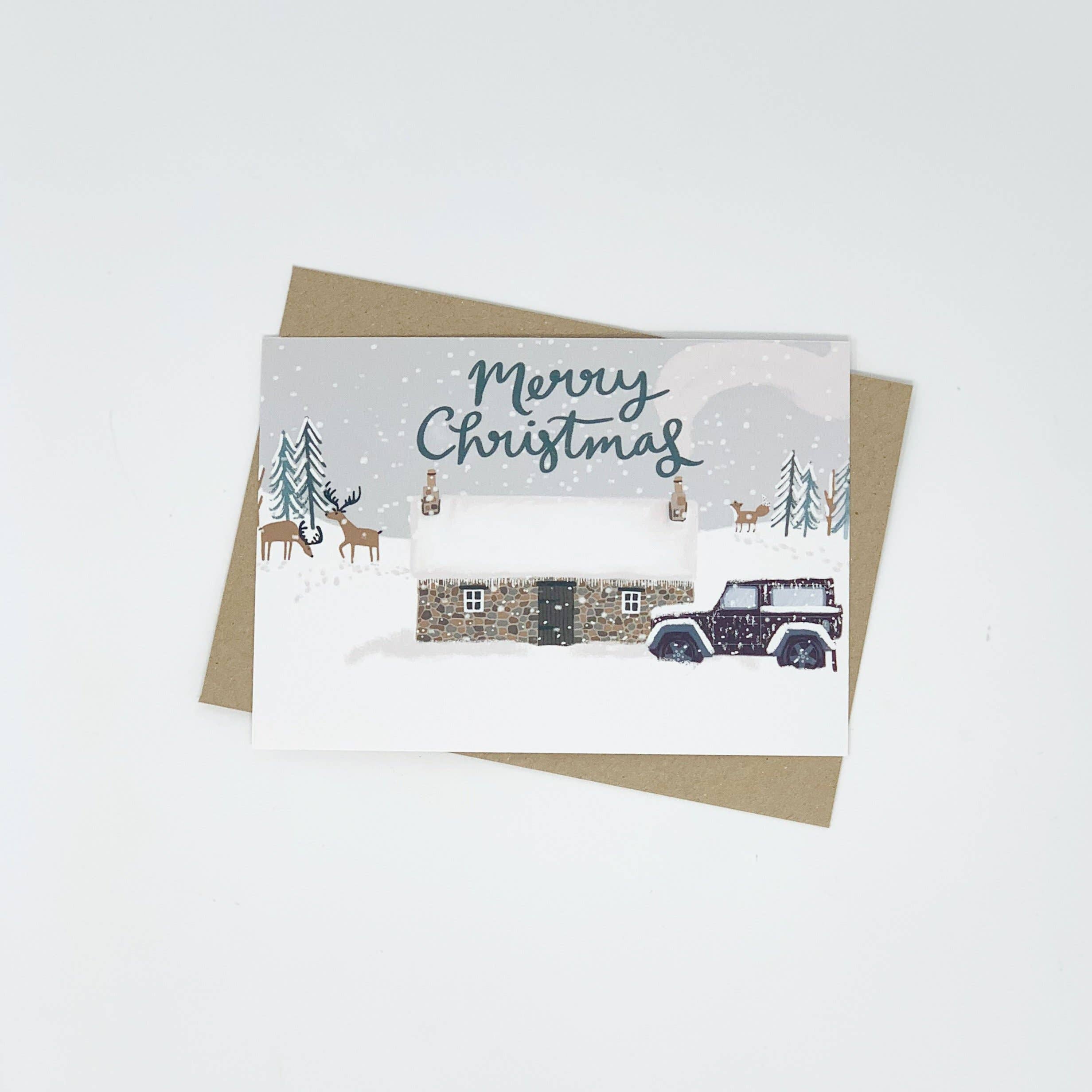 Lomond Paper Co – wholesale Christmas card – Bothy in the Snow "Merry Christmas" - Christmas Card2
