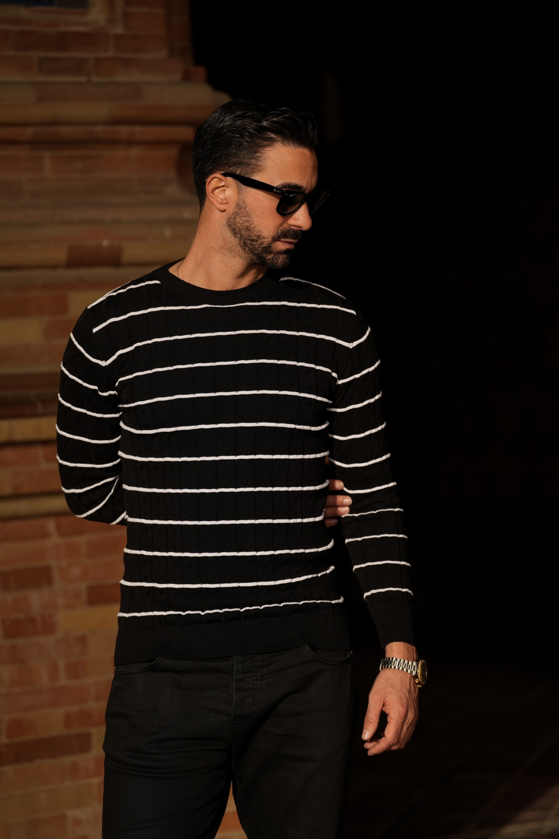 DONATO - Wholesale Sweatshirt - Men's - RAYAS BLACK&WHITE2
