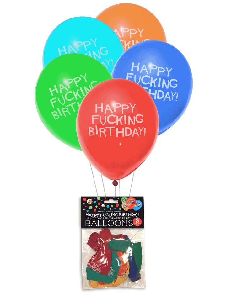 Tillykke med den fucking fødselsdag balloner for engroshandel hos Little Genie Productions