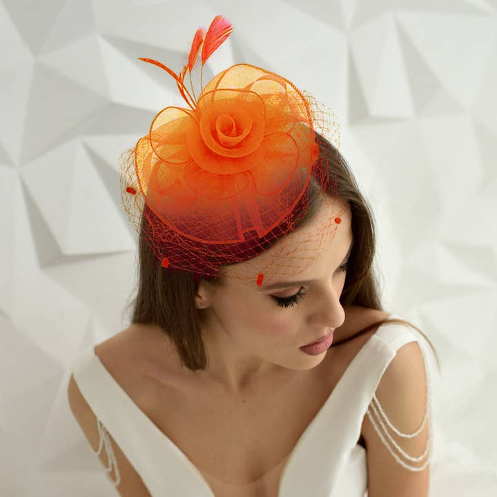 Sensibling Corp. - Wholesale Fascinator hat – Women's - Flower Feather Mesh Fascinator / Headband11