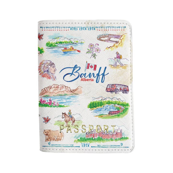 Northern Icons Canada - Wholesale Passport Case - Unisex - Banff Travel Illustration Passport Cover – Canadian Rockies Souvenir Holder4