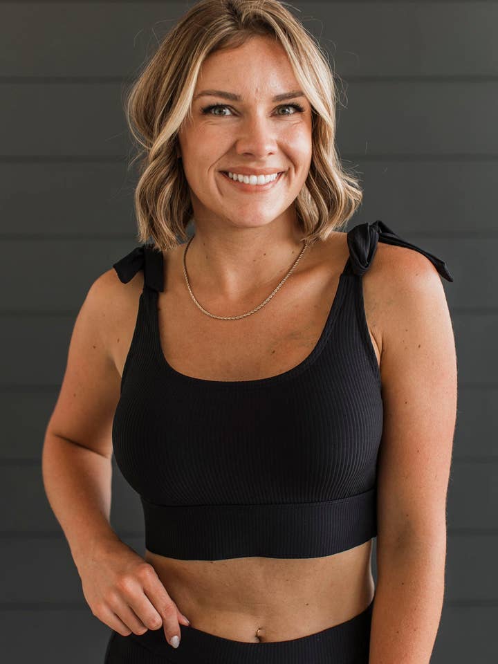 Haut de maillot côtelé Better Than Sunshine - Noir pour la vente par Mack and Mal