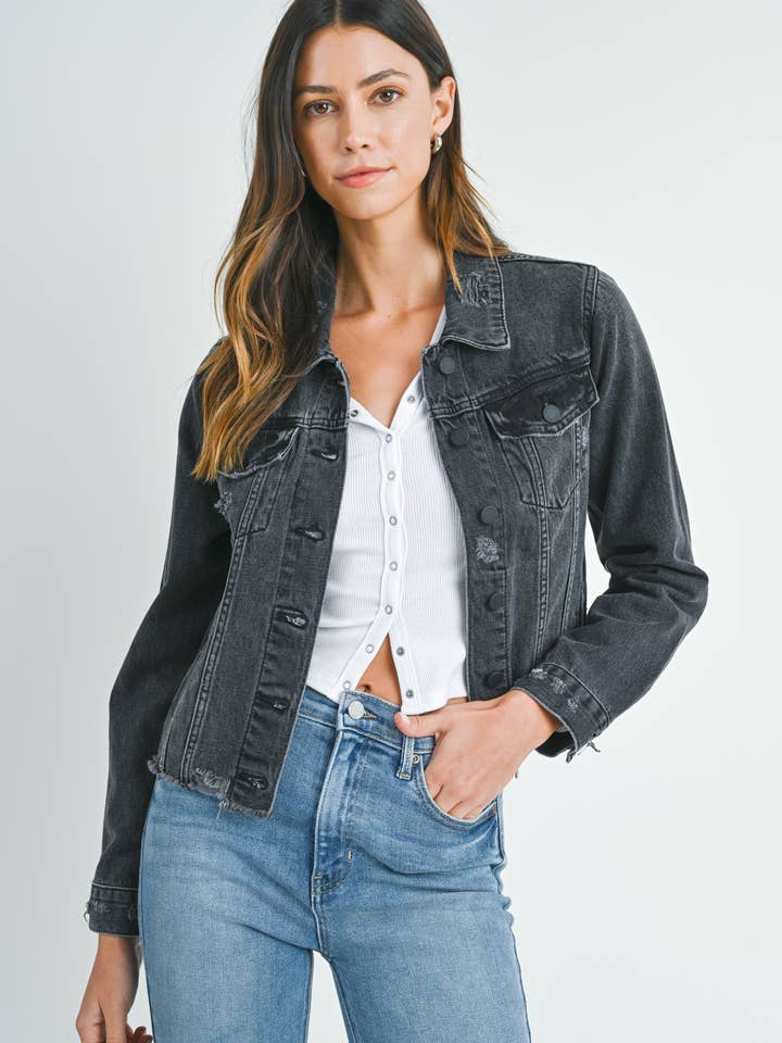 JA198N - WBLK - Vintage-Jacke im Used-Look für den Großhandel von Just USA Jeans
