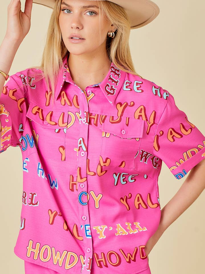 Wording Western Collar Neck Shirt for wholesale by Main Strip