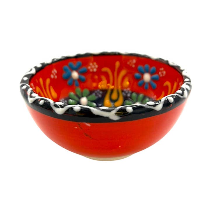 cotonIQ - Vente Assiettes/plats/bols de décoration - Bol en céramique - Fleur - Orange - 8cm0