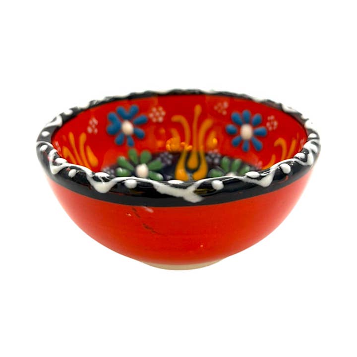 cotonIQ - Wholesale Decorative Plate/Dish/Bowl - Ceramic Bowl - Flower - Orange - 8cm