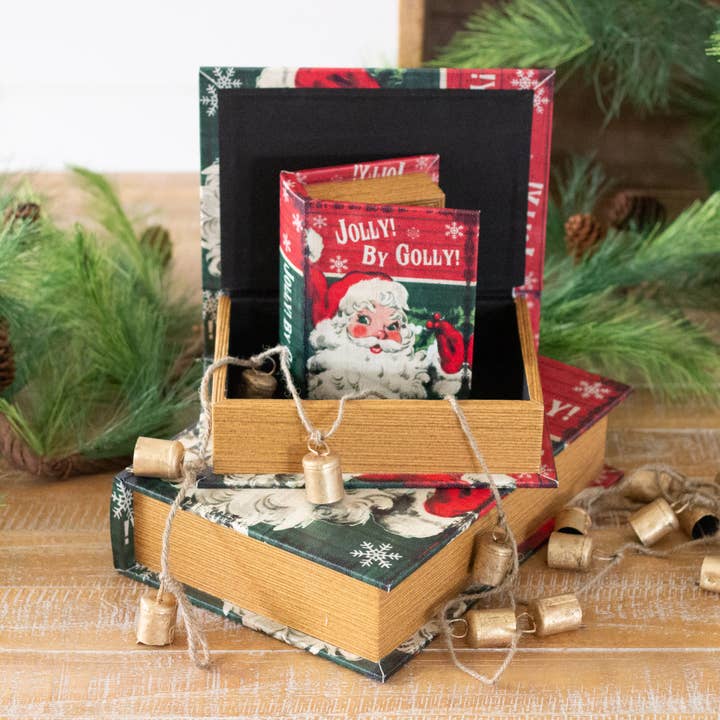 Audrey's Home & Gift - Wholesale Christmas Decoration - Santa Nested Book Boxes (Set Of 03)