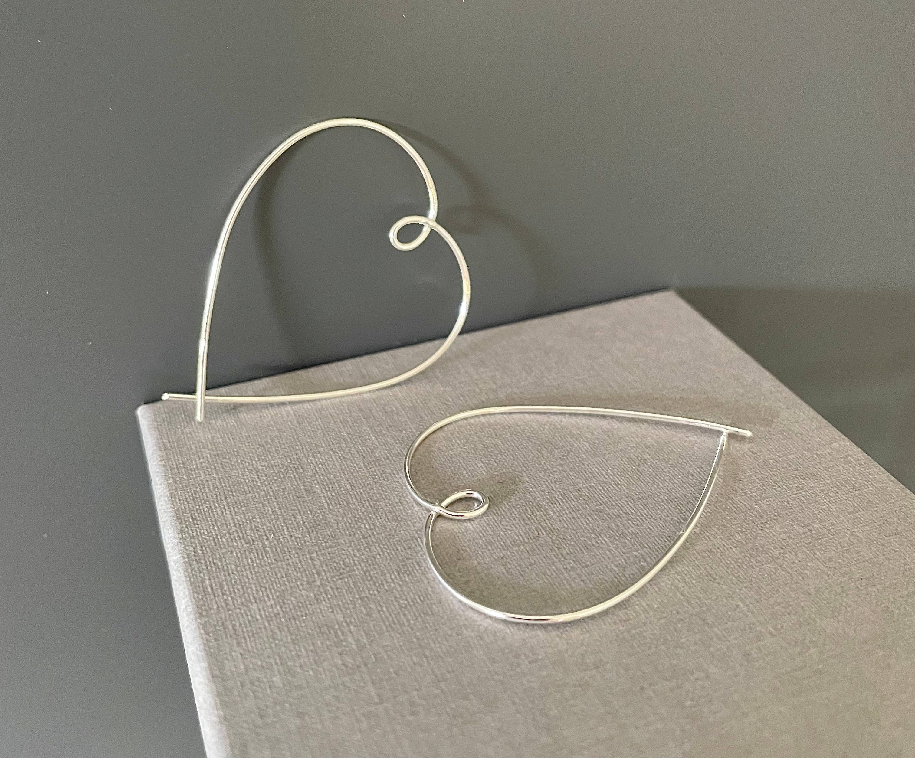 Verve Jewellery – wholesale Hoop earrings – Heart hoop threader earrings, sterling silver hoops3