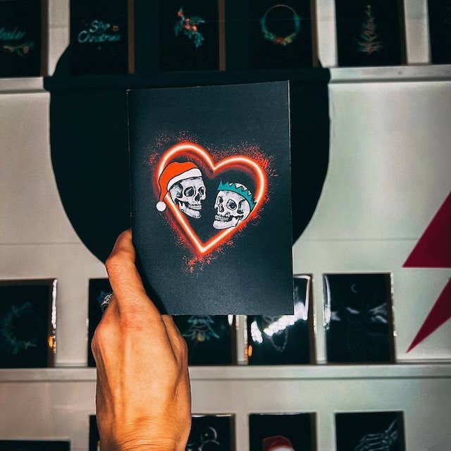 Wayward - Vendita all'ingrosso Biglietti di auguri di Natale - Biglietto natalizio con teschio al neon2