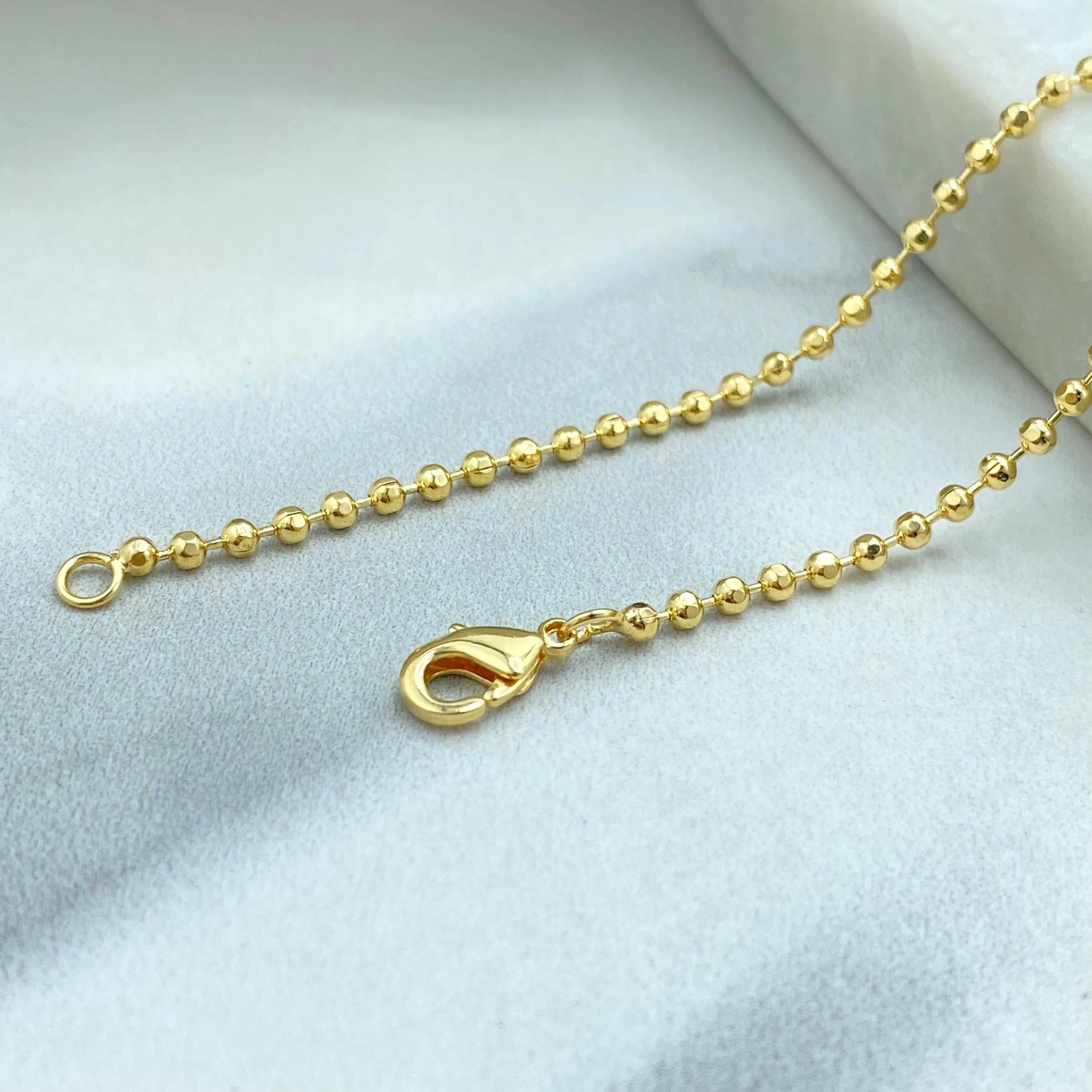 Luxus Accessories - Wholesale Beaded/Pearl Necklace - 18k Gold Filled Bead Ball Chain Necklace, 2mm Round Beads Chain, Available in 18" or 20", Minimalist Gold Chain1