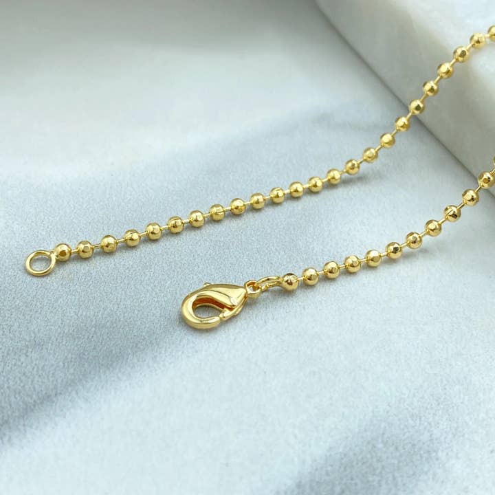 Luxus Accessories - Wholesale Beaded/Pearl Necklace - 18k Gold Filled Bead Ball Chain Necklace, 2mm Round Beads Chain, Available in 18" or 20", Minimalist Gold Chain1