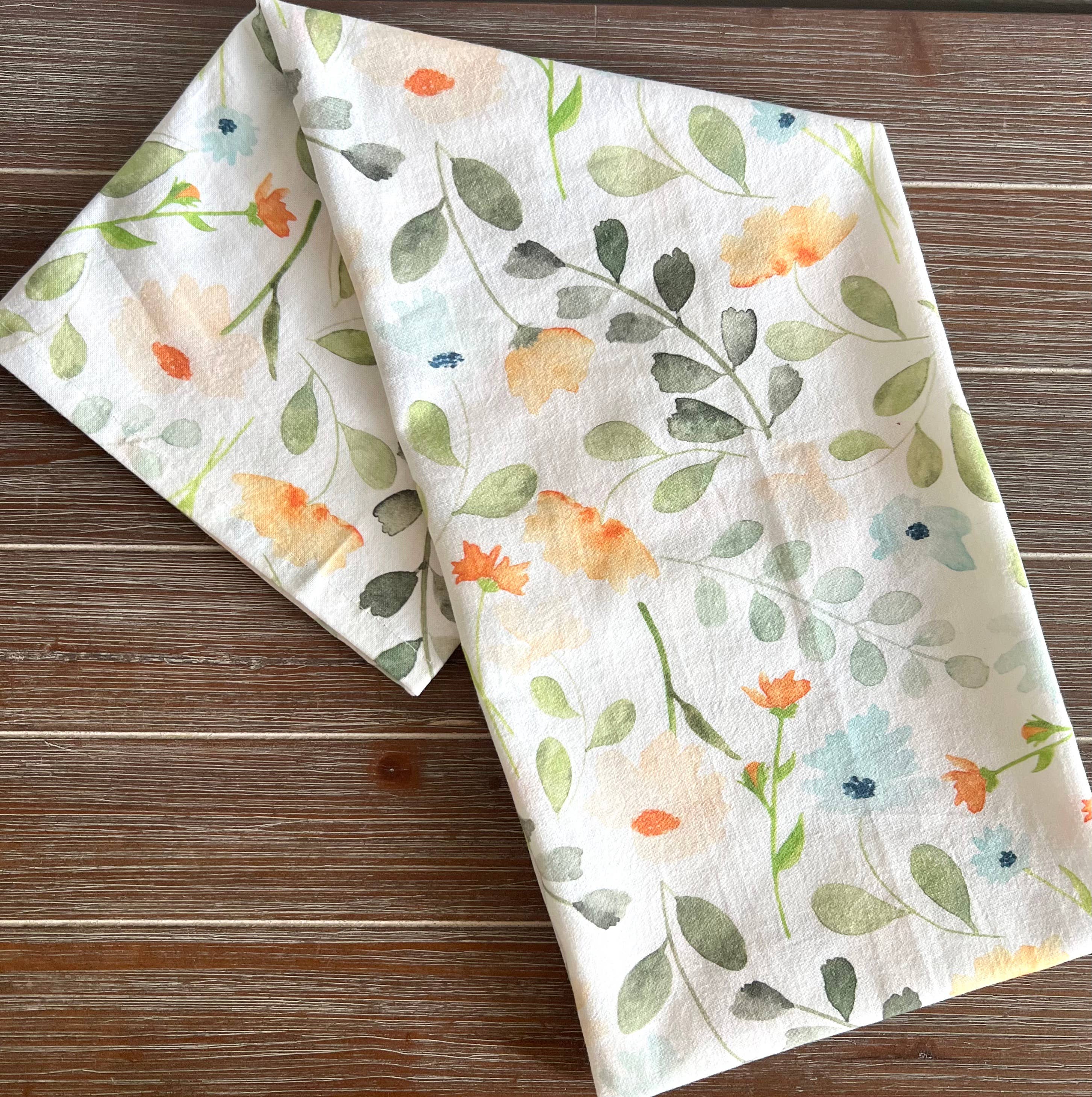 Jennifer Vaudo Art - Wholesale Tea Towel - Floral Tea Towel, Kitchen Decor, Botanical Hand Towel1