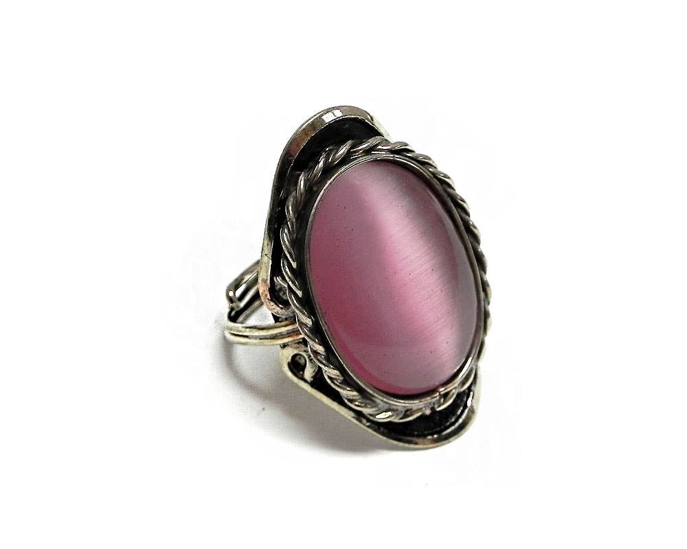 Pichincha - Wholesale Cocktail/Statement Ring - Cat's Eye Glass Bead Adjustable Metal Ring2