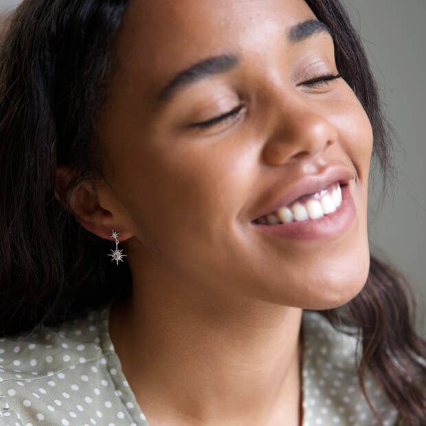 Lisa Angel - Wholesale Dangle earrings - Crystal Double Star Drop Earrings in Silver4