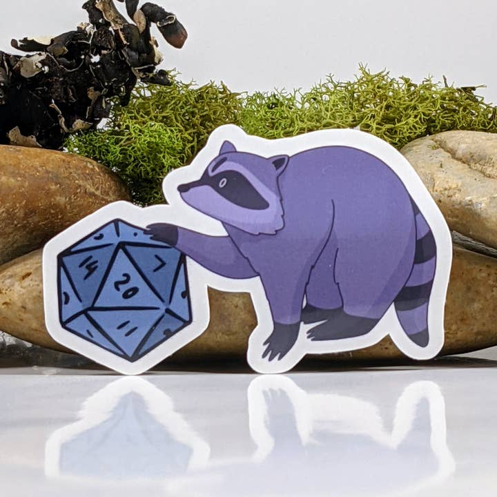 Autocollant de dés polyédriques Trouver un raton laveur — 2,5 po pour la vente par Mimic Gaming Co