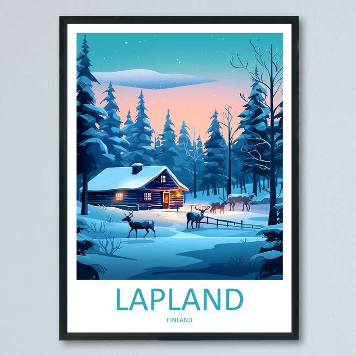 Lapland Travel Print Lapland Home Décor Finland Island Art Print Lapland Wall Print For Finland Gift Wall Hanging Lapland Artwork Décor for wholesale by TravelzonaArt