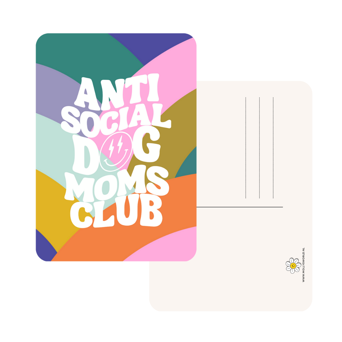 Molly's World – wholesale Vykort – Vykort Anti social dog moms club0