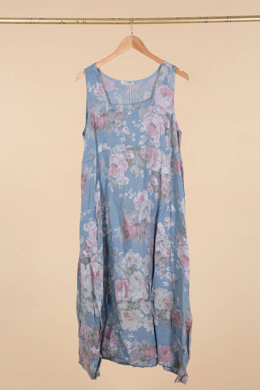 la maison des fibres naturelles - Wholesale Dress - Women's - sleeveless floral dress in 100% linen 62232