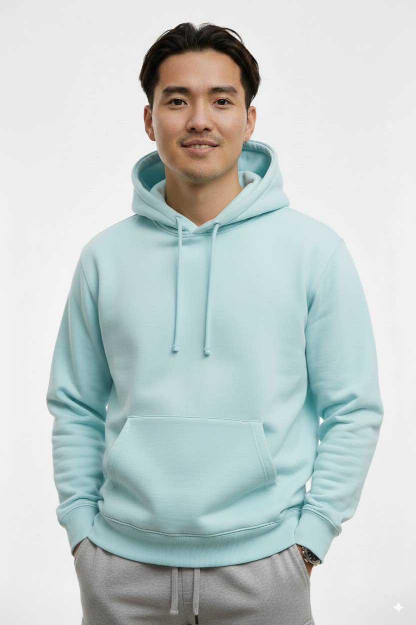 TURQUOISE UNISEX FLEECE PULLOVER HOODIE for wholesale on Faire