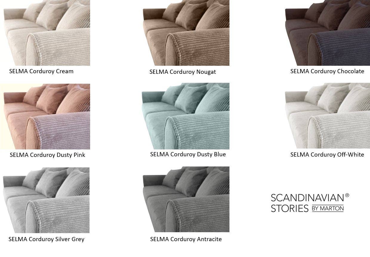 SCANDINAVIAN STORIES by MARTON - Wholesale Sofa - Turku 4-seater sofa/sofa bed Corduroy, Dusty Blue, removable & washable covers6