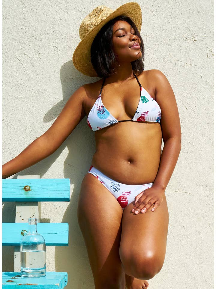 Yindi and Salt - Wholesale Swim Top - Women's - Lindsay Reversible String Bikini Top - Black/Paradise Print