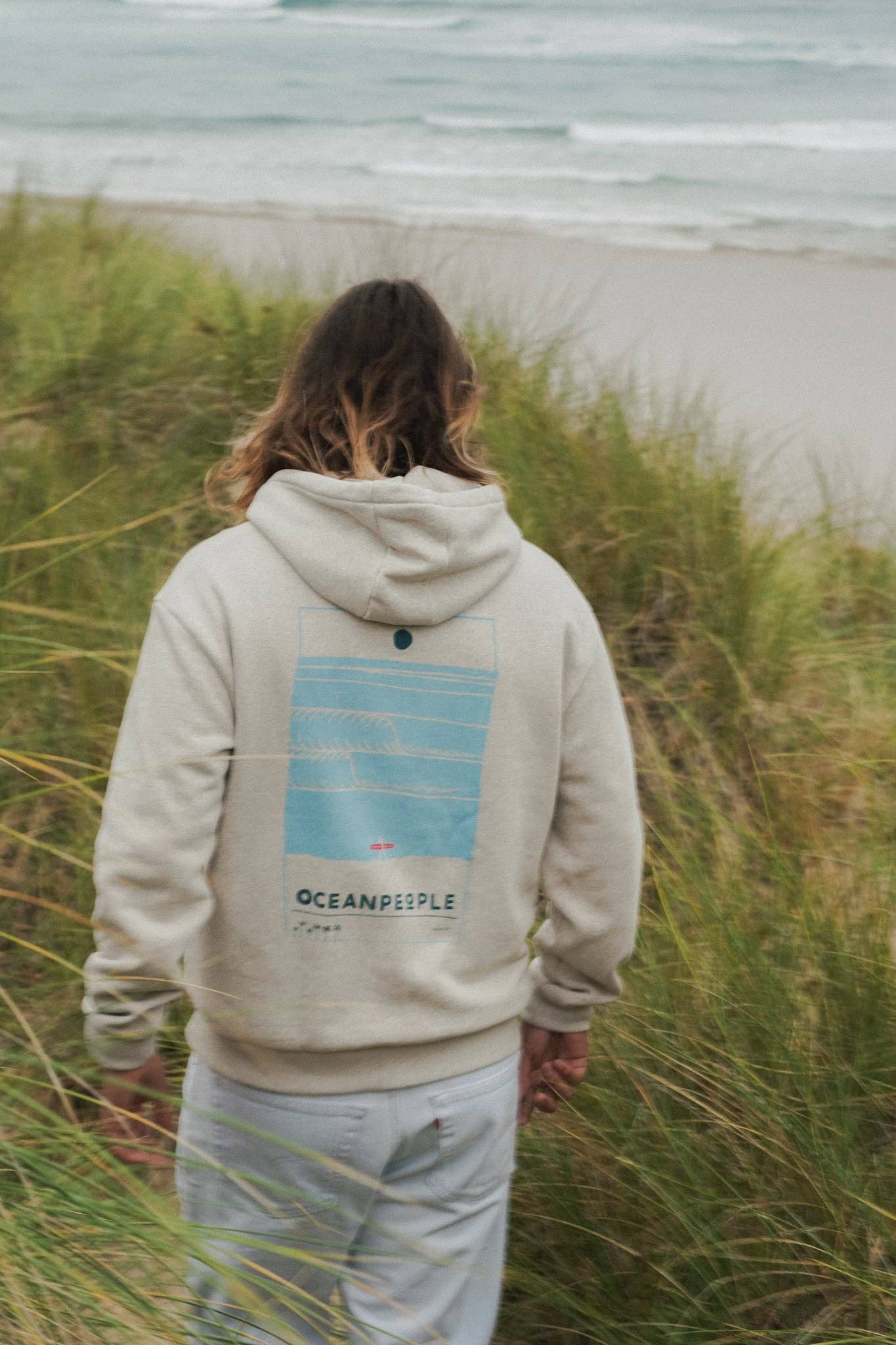 SEASICK - Wholesale Hoodie - Unisex - OCEAN PEOPLE - ORGANIC COTTON BEIGE UNISEX SURF HOODIE3