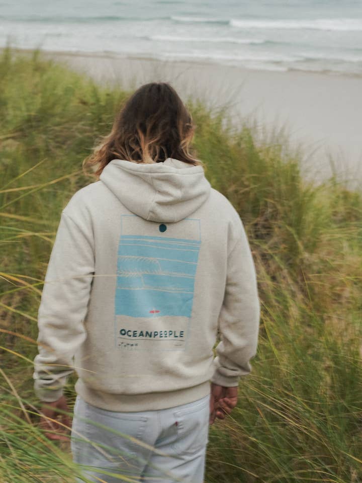 SEASICK - Wholesale Hoodie - Unisex - OCEAN PEOPLE - ORGANIC COTTON BEIGE UNISEX SURF HOODIE3
