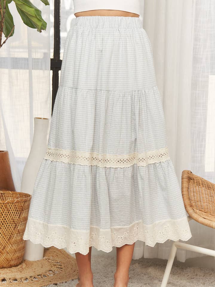 LES4088 - TIERED MIDI SKIRT for wholesale by Madelyn