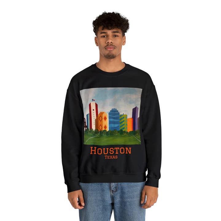Houston Views Sweatshirt mit Rundhalsausschnitt | Houston Texas für den Großhandel von See Joy Creative