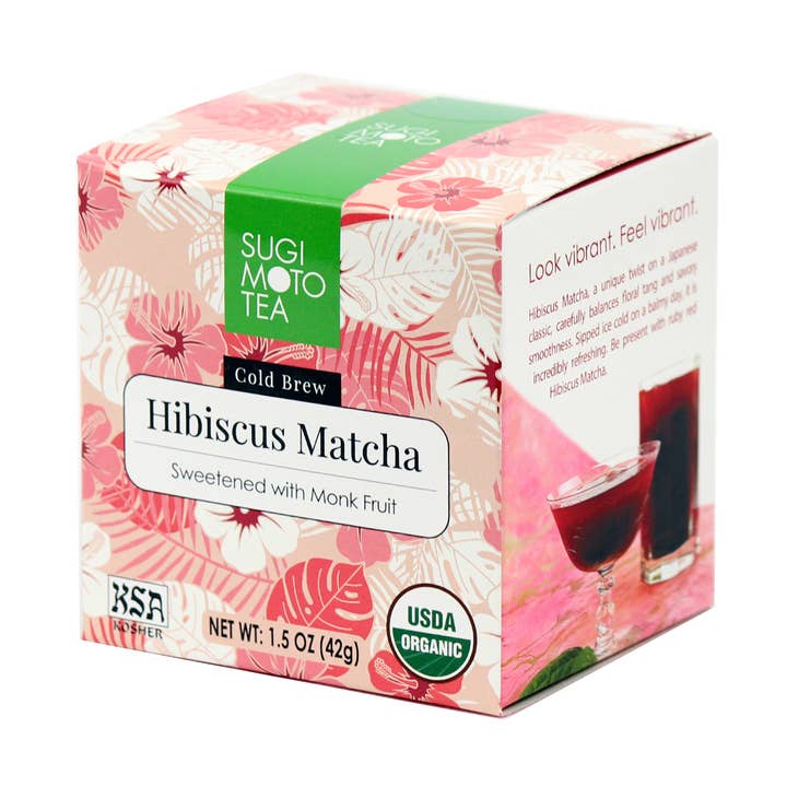 Organic Hibiscus Matcha 1.5oz (43g) Box for wholesale by Sugimoto Tea Company