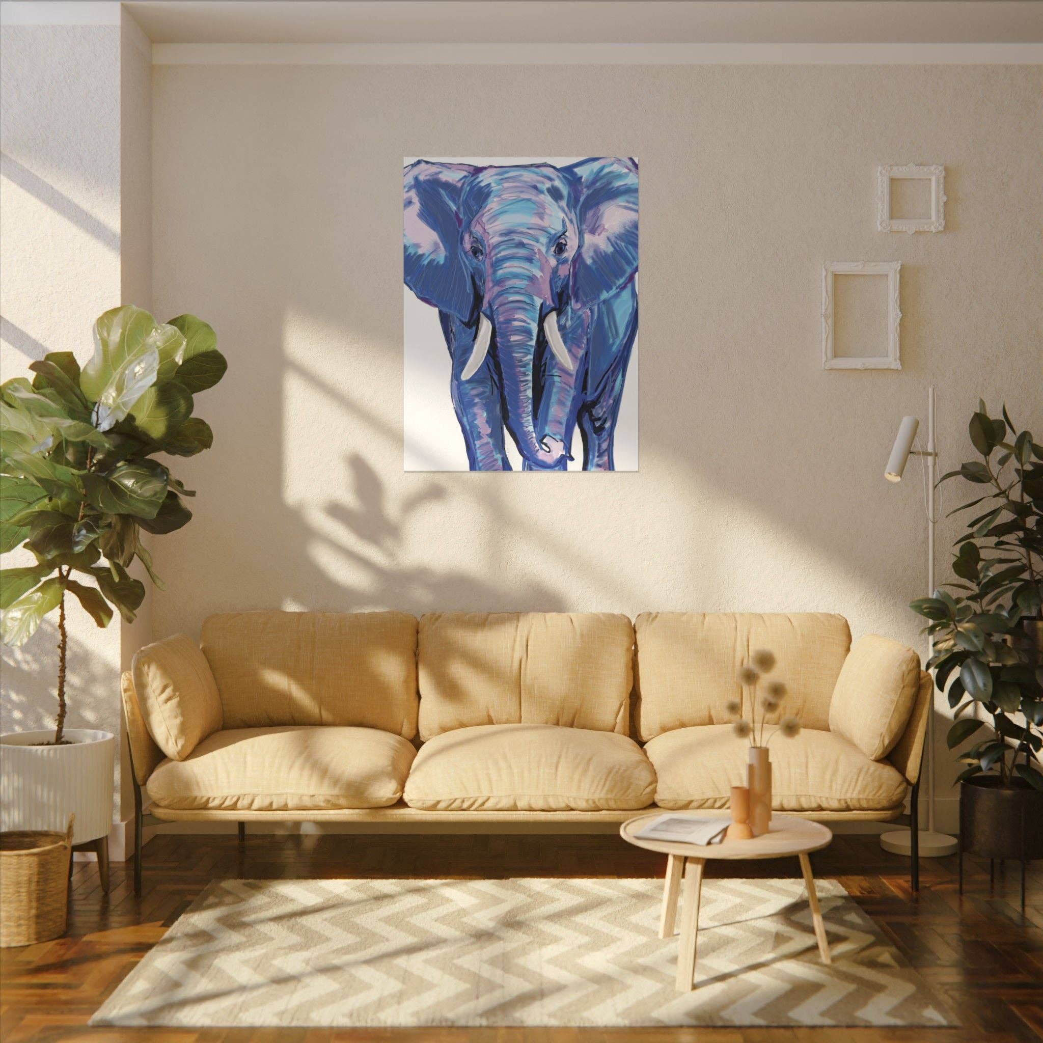 Blue Cava - Wholesale Art Print - Blue and Pink Elephant Canvas Art - Colorful Elephant Wall Décor67