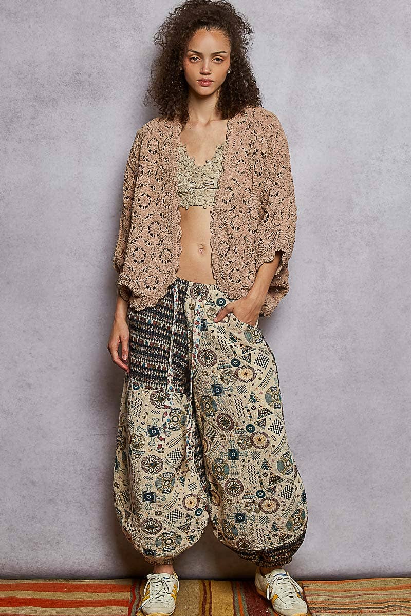 Pol Clothing - Wholesale Cardigan - Women's - Long sleeve v neck floral pattern crochet chenille cardigan27