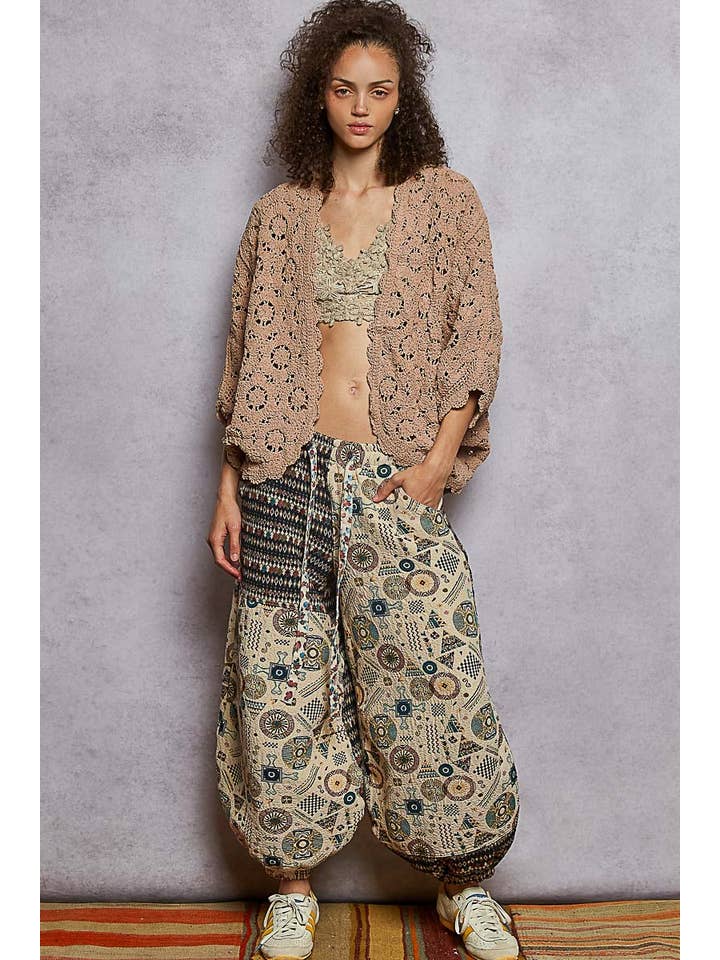 Pol Clothing - Wholesale Cardigan - Women's - Long sleeve v neck floral pattern crochet chenille cardigan27