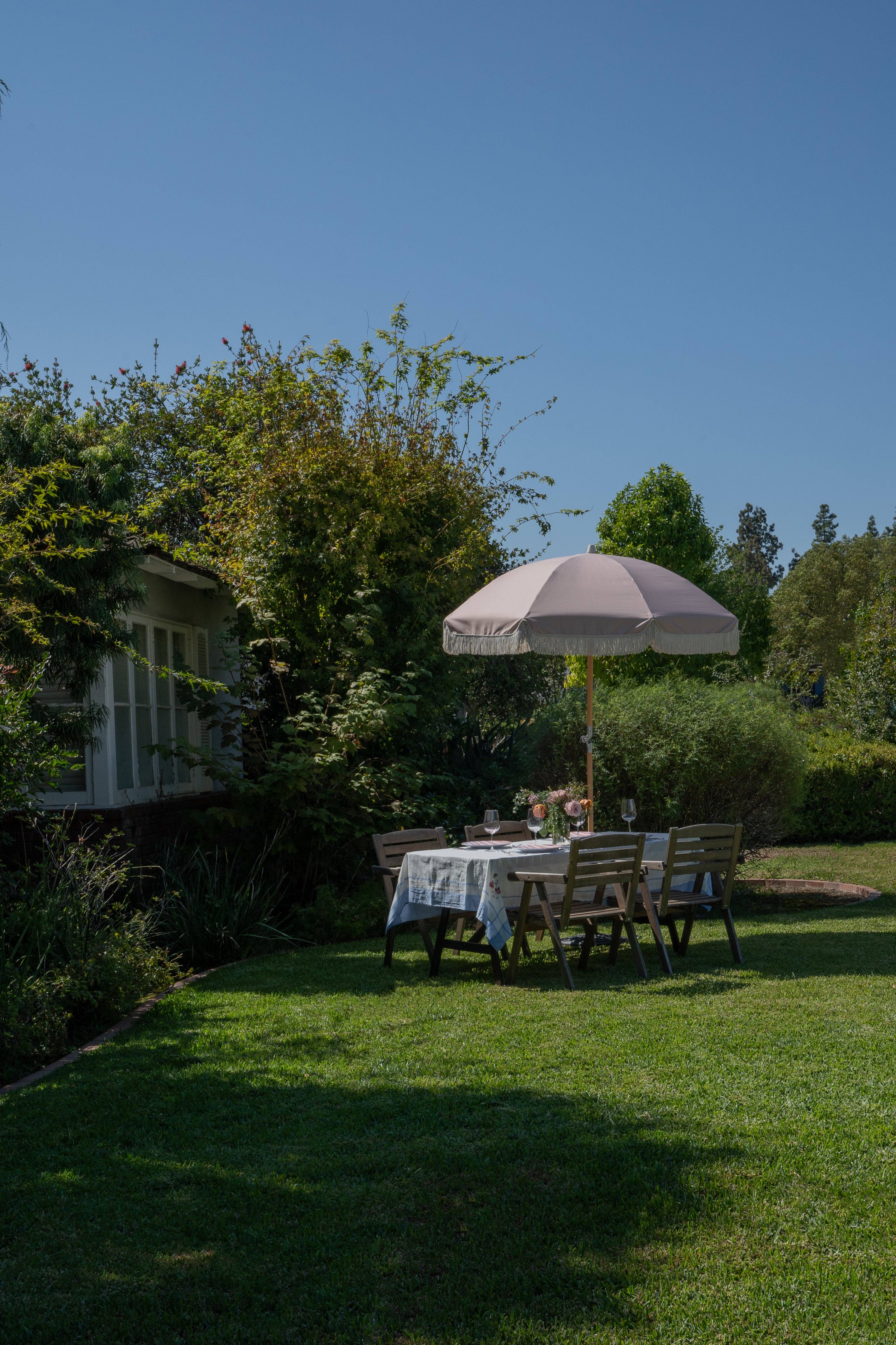 Wind & Sea - Vente Parasol de plage - Parasol vintage Dune avec franges à pampilles pour patio et plage7